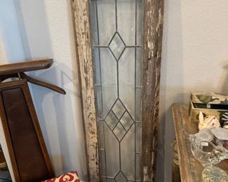 Vintage Distressed Stained Glass Window