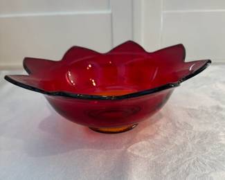 Glass Ruby Petal Bowl