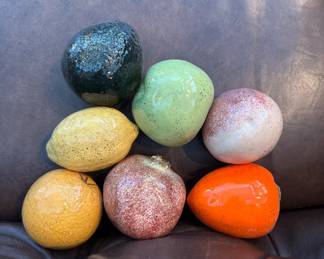 Assorted Ceramic Fruit and Vegetables with Gold Flecks