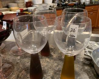 #57	4, 7.5 inch tall, glasses with purple base	 $20.00 
