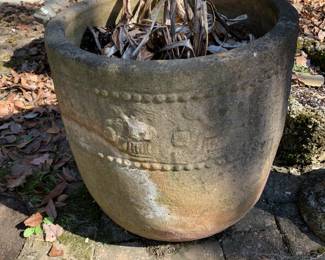 #113	concrete pot, 18 round x 18 tall	 $30.00 
