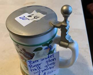 #64	Bierseidel Beer Stein Milk glass with pewter lid	 $20.00 
