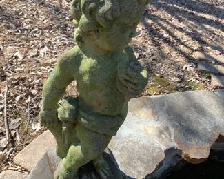 #107	concrete statue of child, 24" tall	 $30.00 
