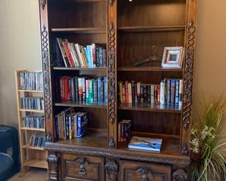 #4	Ashley lighted bookcase with2 file drawers 3 glass shelves 55x15x76	 $225.00 
