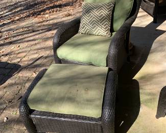 #104	2 wicker chairs with ottomans	 $100.00 
