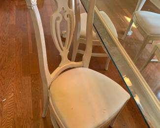 #1	glass top wood pickle base table with ball and claw feet 4 chairs 72x42x29	 $175.00 
