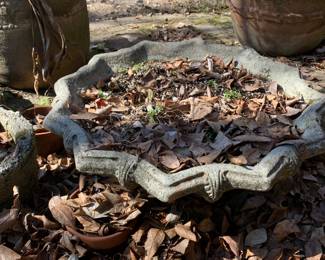 #110	round pot on base, concrete, 27" round x 10" tall	 $30.00 
