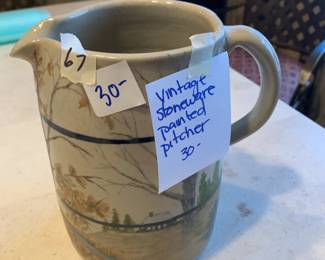 #67	Vintage stoneware painted pitcher	 $30.00 
