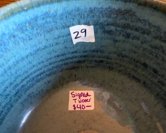 #29	Signed Timothy Webber ceramic bowl, 10x6	 $40.00 
