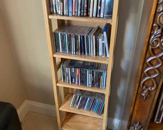 #9	folding wood bookshelf with 5 shelves 14x8x48	 $20.00 
