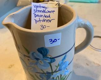 #70	Vintage stoneware painted pitcher	 $30.00 
