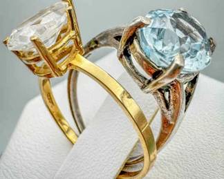 (2) Statement Rings - Gold & Silver-Tone Settings
