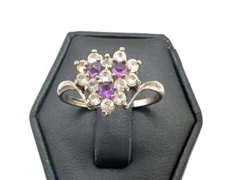 Sterling Silver Gemstone Cluster Ring
