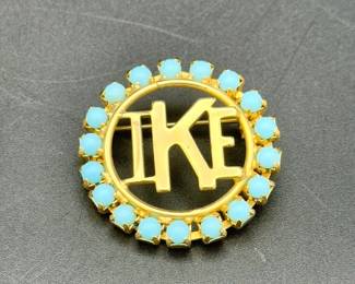 Rare Blue Stone Ladies IKE Brooch Pin Original Vintage Republican Eisenhower 52
