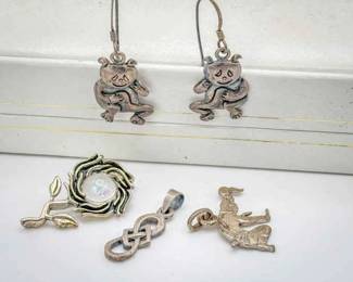 (4) Sterling Silver Charms & Earrings – Unique Designs

