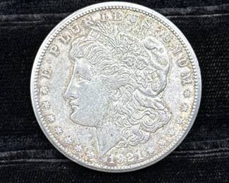 Toned 1921-S Morgan Silver Dollar
