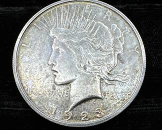 1923-S Peace Silver Dollar In Necklace Holder
