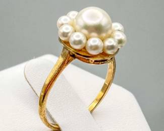 14K Vintage Pearl Cluster Ring
