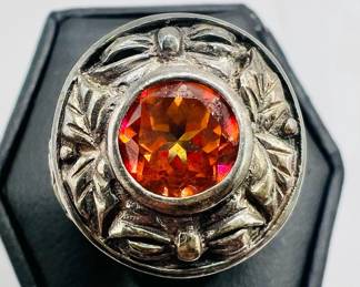 Sterling Silver Art Deco Ring Size 7.25
