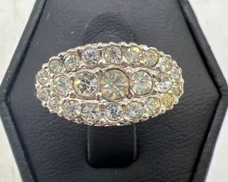 Sparkling Rhinestone Sterling Silver Ring
