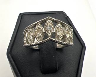 Rhinestone Sterling Silver Ring Size 7
