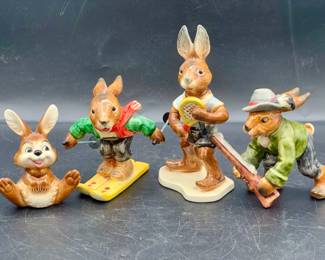 RARE! GOEBEL Porcelain RABBIT Figurine in Hunting Outfit & (3) Goebel Rabbits
Crazing as shown but no cracks or chips. 

Vintage Goebel West Germany Ceramic Cartoon Brown Bunny Rabbit Figurine
Goebel Bavarian Vintage Skiing Bunny Rabbit 33 102-10
RARE! GOEBEL 4" Porcelain RABBIT Figurine in Hunting Outfit - West Germany
goebel figurine #33 Vintage Bunny Rabbit Tennis " GERMANY
