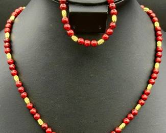 Red And Gold Gone Necklace & Earring Set
