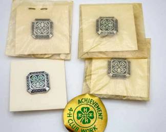 Vintage 4-H Club Pins & Button
