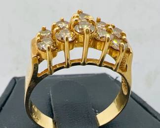 14K Gold Ring with Ten Sparkling Diamonds
