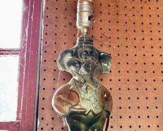 1 of 2 ceramic liquor bottles converted to lamps