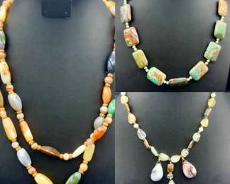 (3) Stunning Stone Beaded Necklaces
