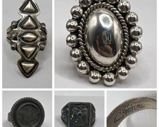 (4) Sterling Silver Rings ft. Navajo
