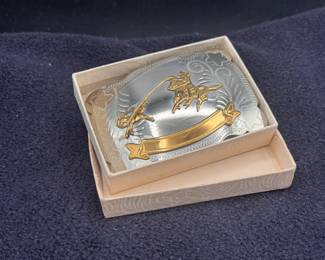 Silver And Nickle Rodeo Belt Buckle
