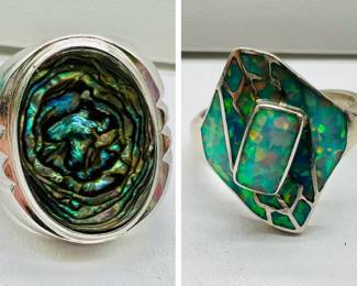 (2) Rings ft. Possible Opals & Abalone
