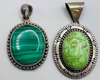 (2) Sterling Silver Pendants ft. Malachite

