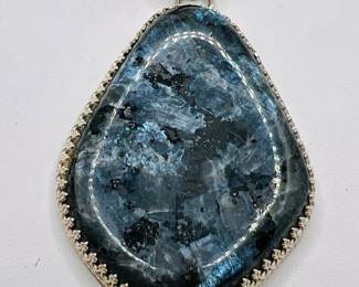 Large 2.75” Sterling Silver Polished Stone Pendant

