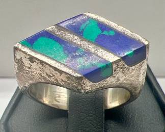 Bold Southwestern Style Sterling Silver Ring Size 9.25
