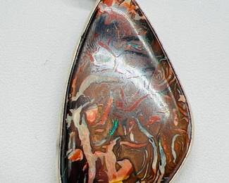 Koroit Boulder Opal 2” Sterling Silver Pendant — Rare Nugget

