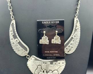 Eagle River Pewter Necklace & Earring Set
