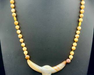 Hand Carved Bull Stone Necklace
