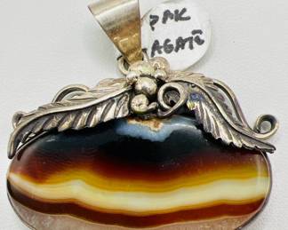 Sterling Silver Pakistani Agate Pendant — 47 Carats
