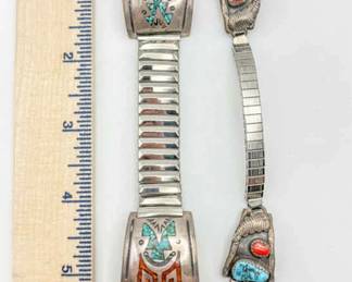 (2) Sterling Silver & Turquoise Watch Tips
