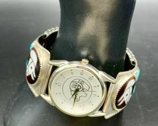 Signed Zuni Watch W Inlays
