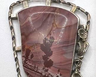 Large Sterling Silver Spectrolite Pendant
