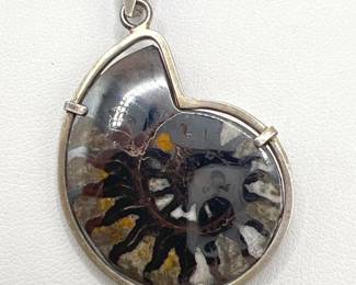 Ammonite Spiral Fossil Pendant
