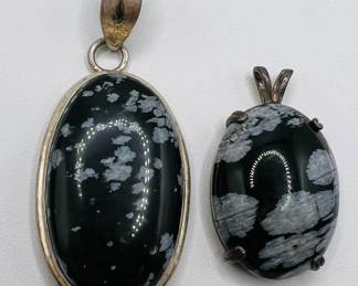 (2) Snowflake Obsidian Pendants ft. Sterling Silver
