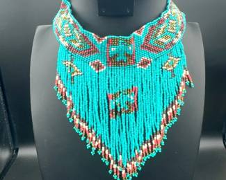 Native Tribal Bib Fringe Necklace
