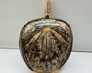 Dendraster Fossilized Sand Dollar Wire Wrapped Pendant
