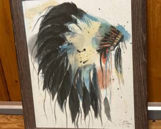 Watercolor Indigenous Headdress : By Sara Bolton - Dated 2015
