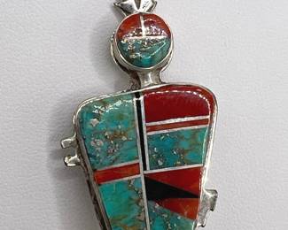Southwestern Sterling Silver & Turquoise Pendant
